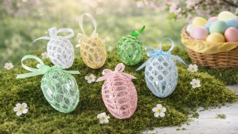 Pisanki Wielkanocne kolorowe na szydełku