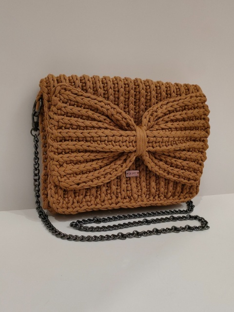 Elegancka torebka handmade ze sznurka brązowa.